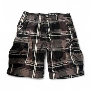 Arizona Jean Company Men's Dark Plaid Cargo Shorts